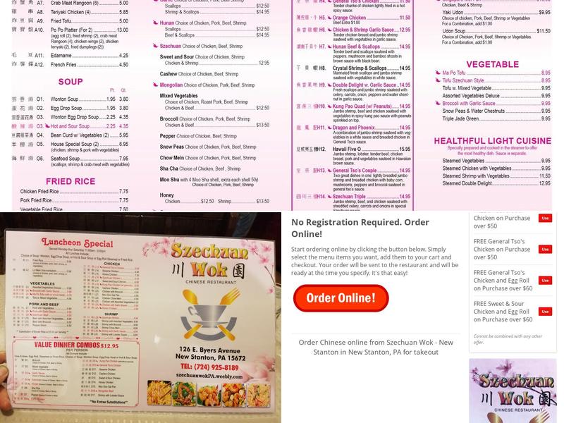 Szechuan Wok Chinese Restaurant Menu