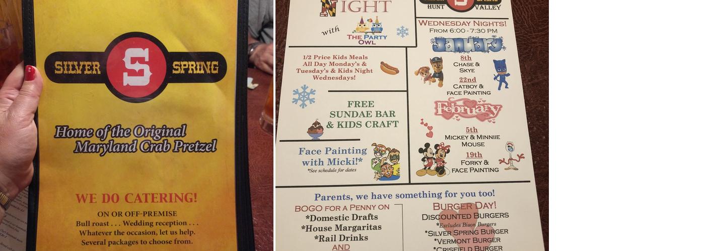 Silver Spring Mining Company Menu