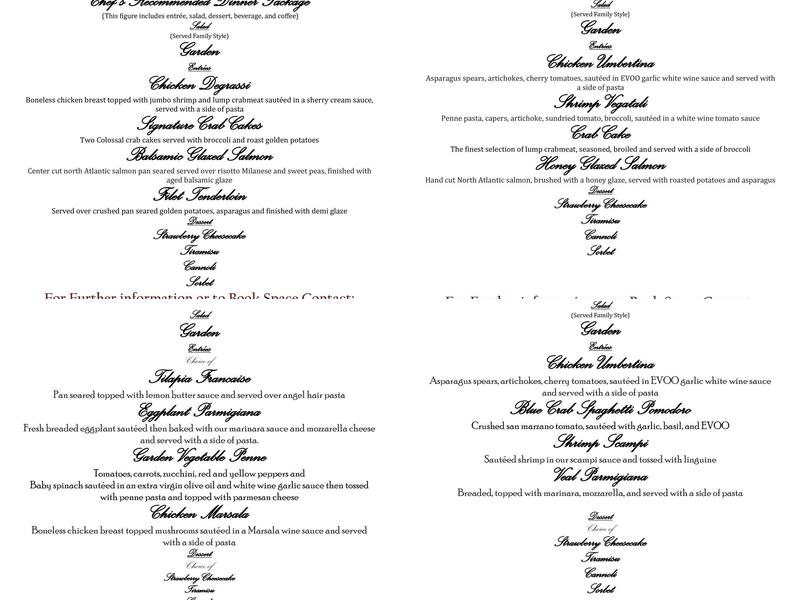 Basta Pasta Menu