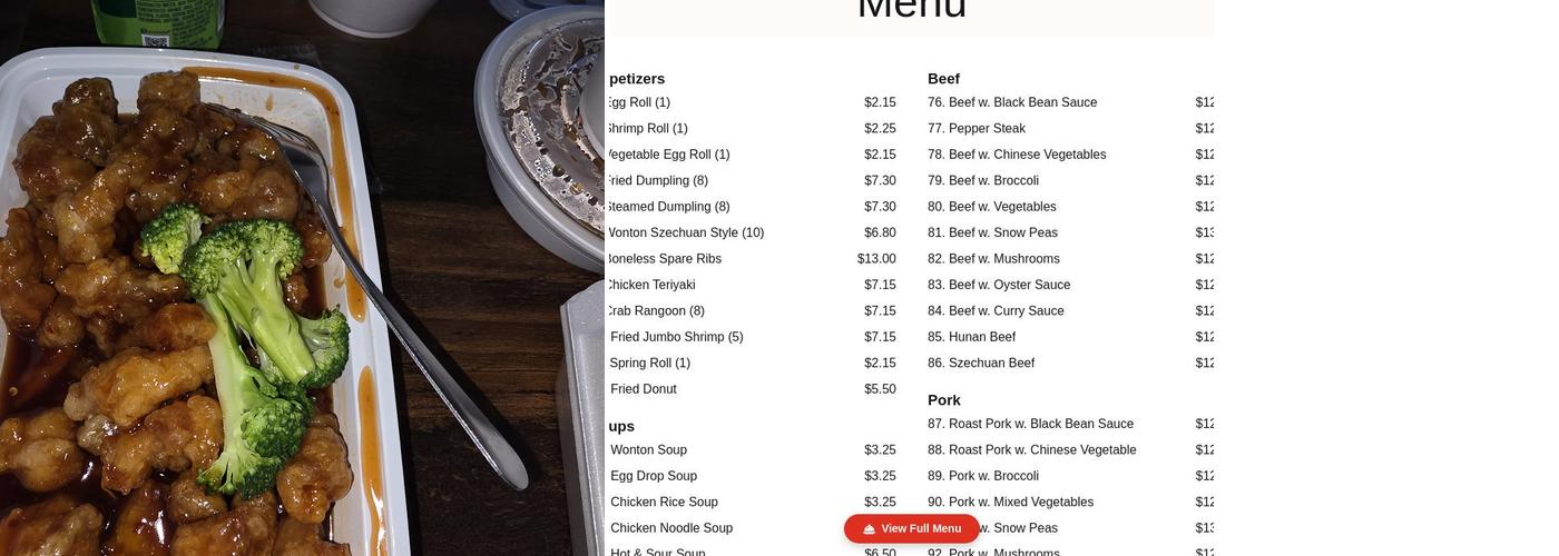 Asian Express Menu