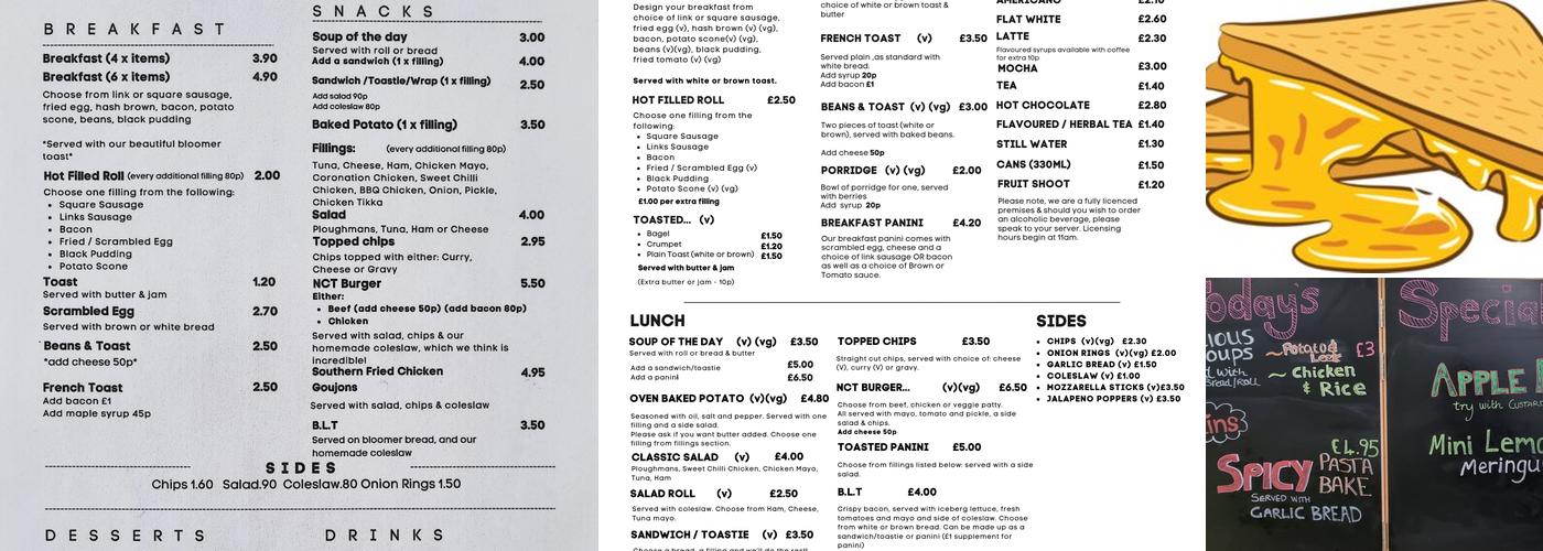 Newmains Community Cafe Menu