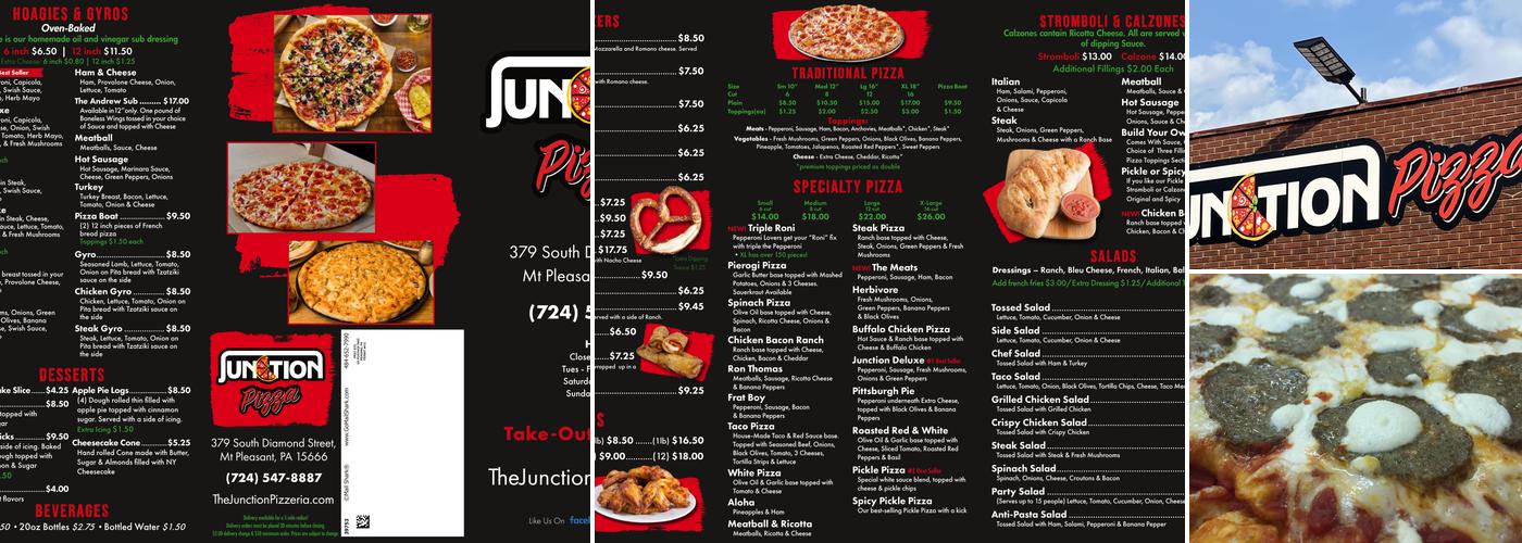 The Junction Pizza Menu