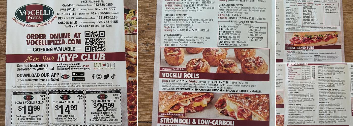 Vocelli Pizza Menu