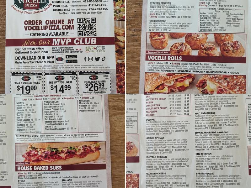 Vocelli Pizza Menu