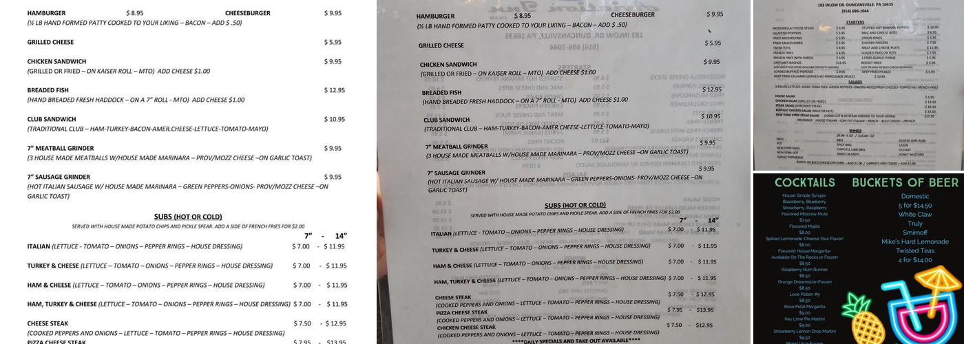 Aviation Inn Menu