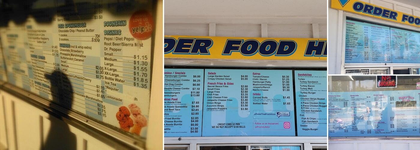 Pepper Tree Frosty Menu