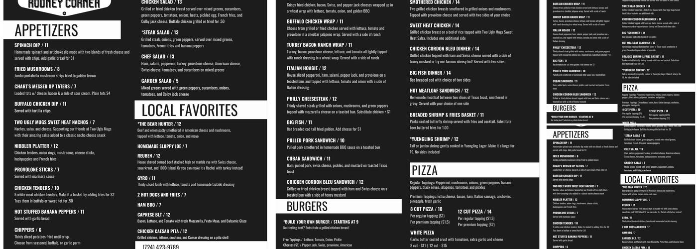 Rodney Corner Menu