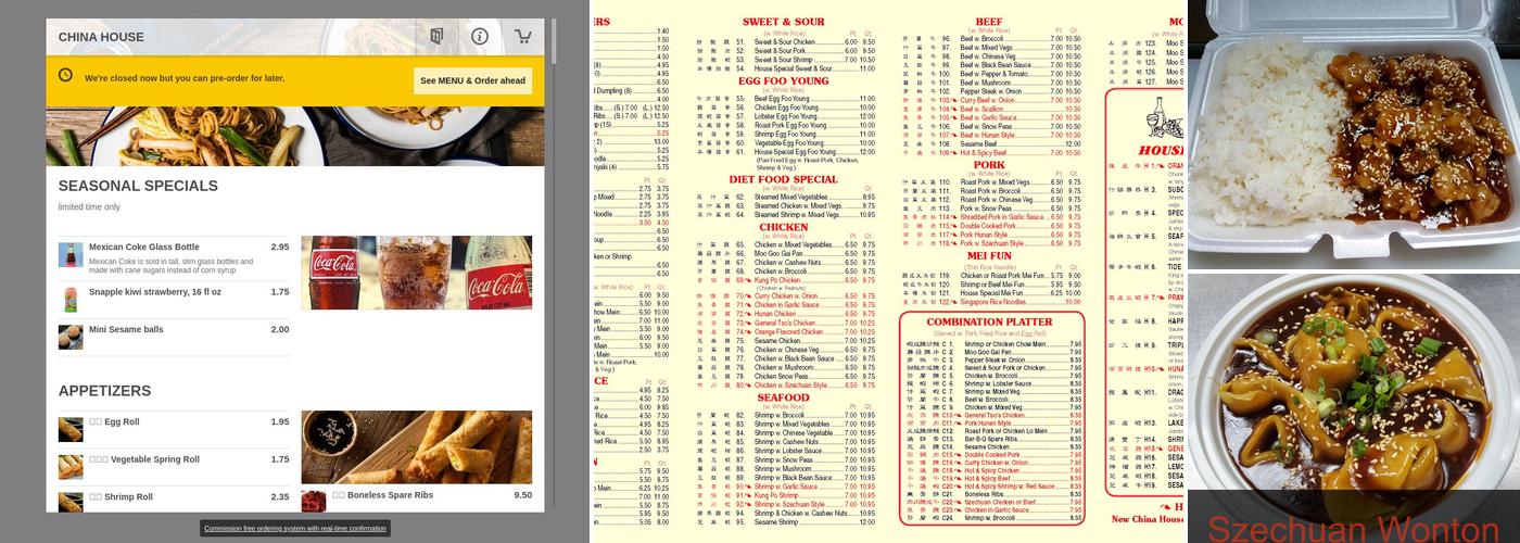 China House Menu