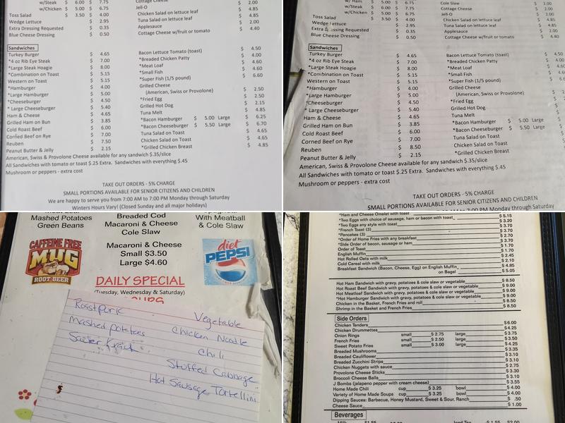 Wise's Restaurant Menu