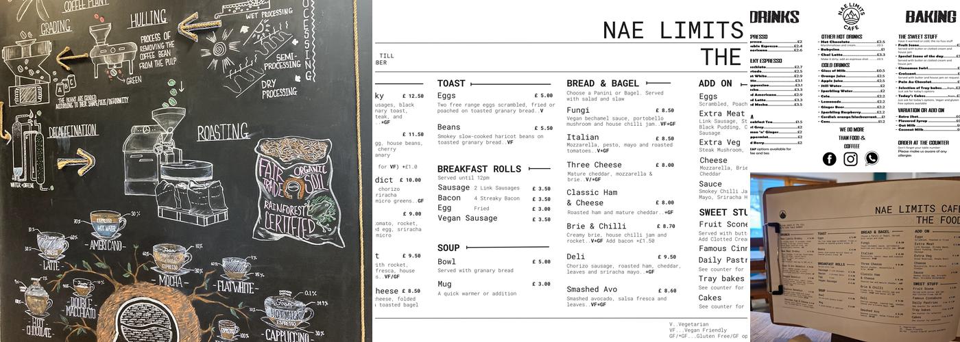 Nae Limits Cafe Menu