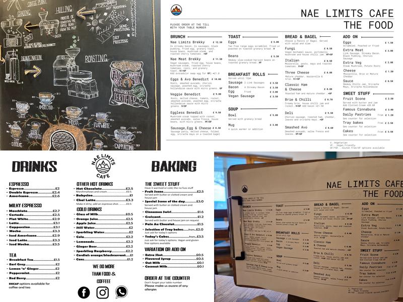 Nae Limits Cafe Menu