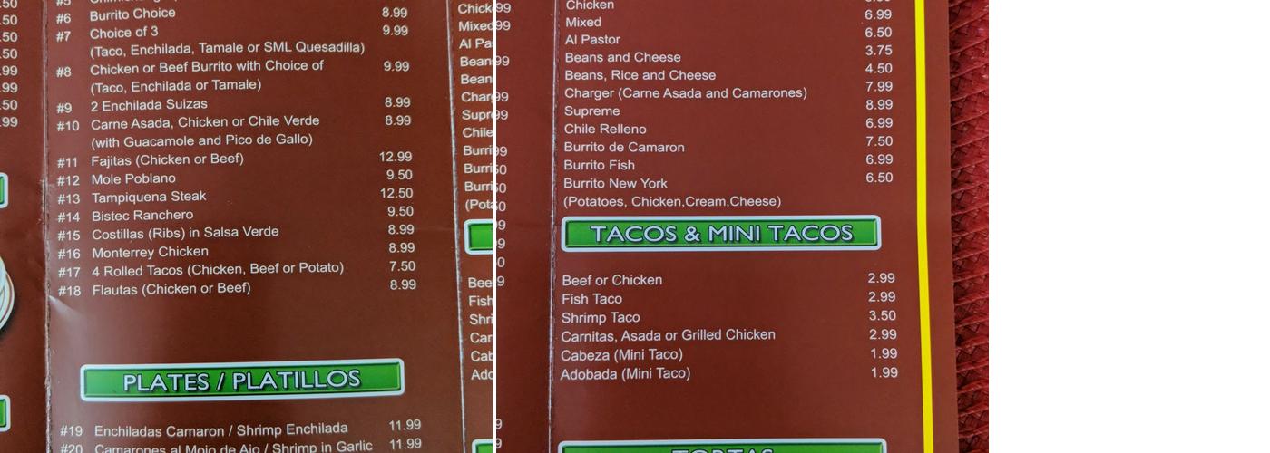 Rosa's Kitchen Menu