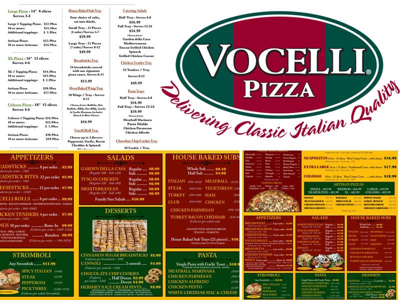 Vocelli Pizza Menu