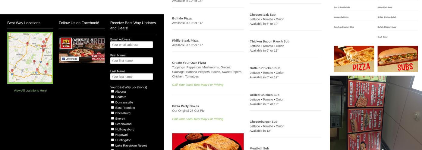 Best Way Pizza - Raystown Rd, Hopewell Menu