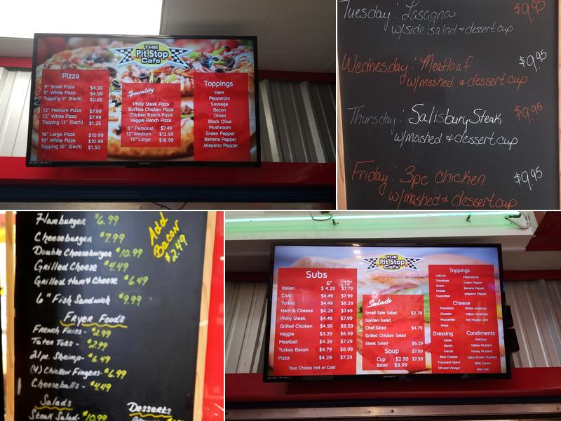 The Pit Stop Cafe Menu