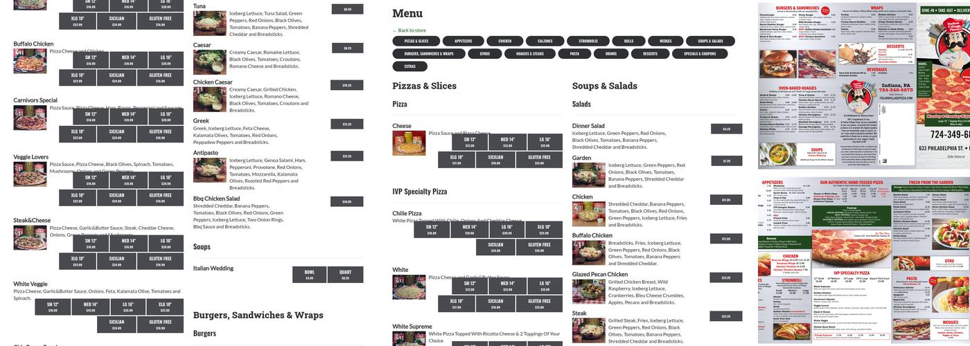 Italian Village Pizza Menu