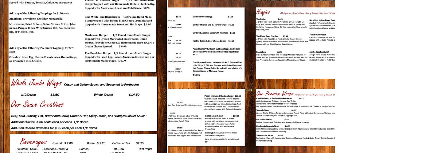 Badges Bar & Grille Menu
