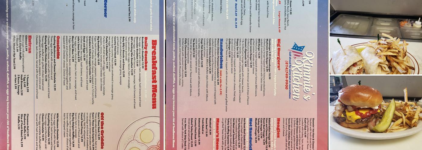 Kimmie's Kitchen Menu
