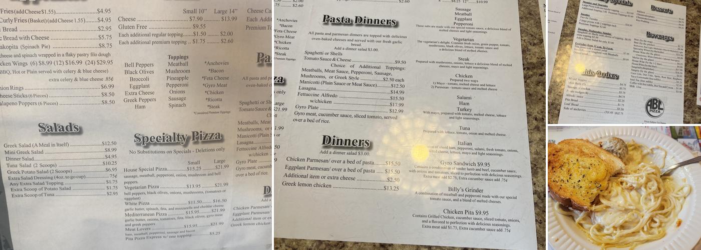 ABC Pizza Menu