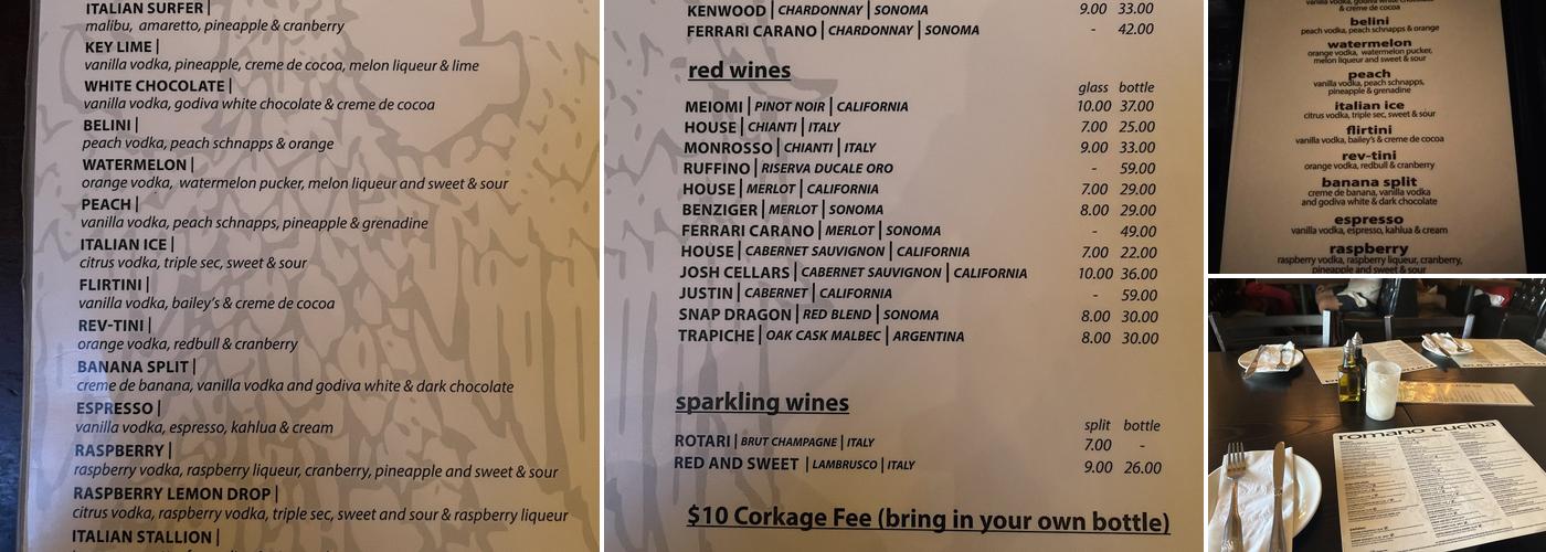 Romano Cucina Menu