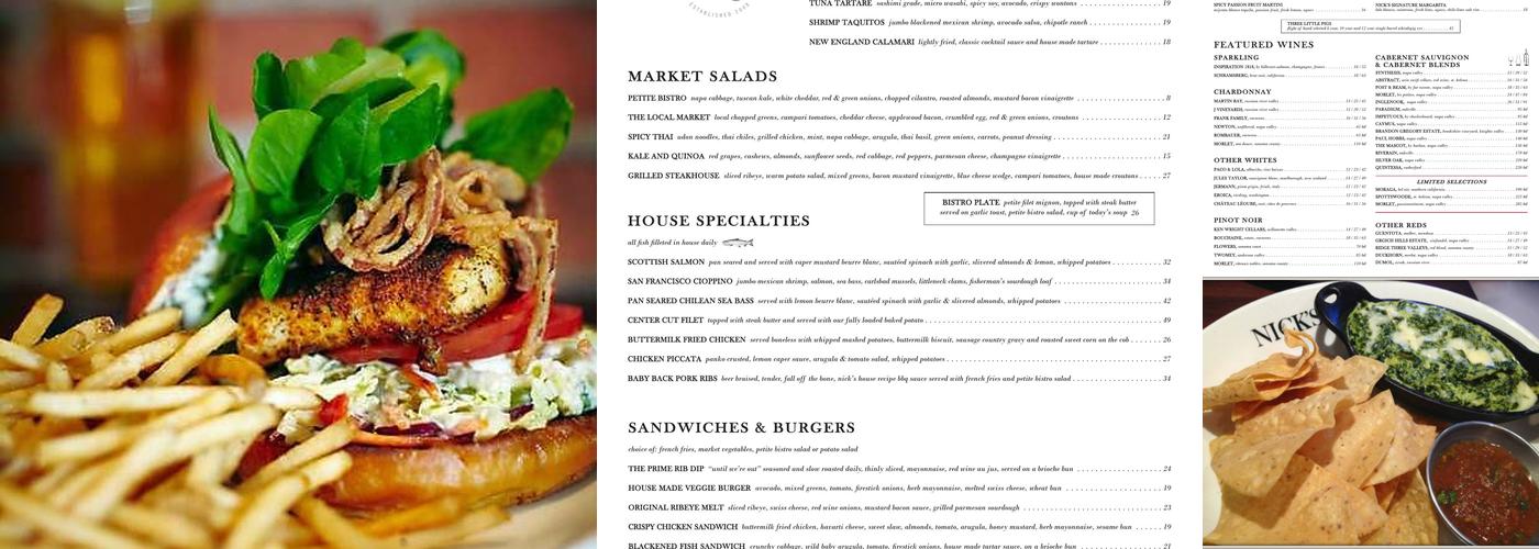 Nick's Laguna Beach Menu