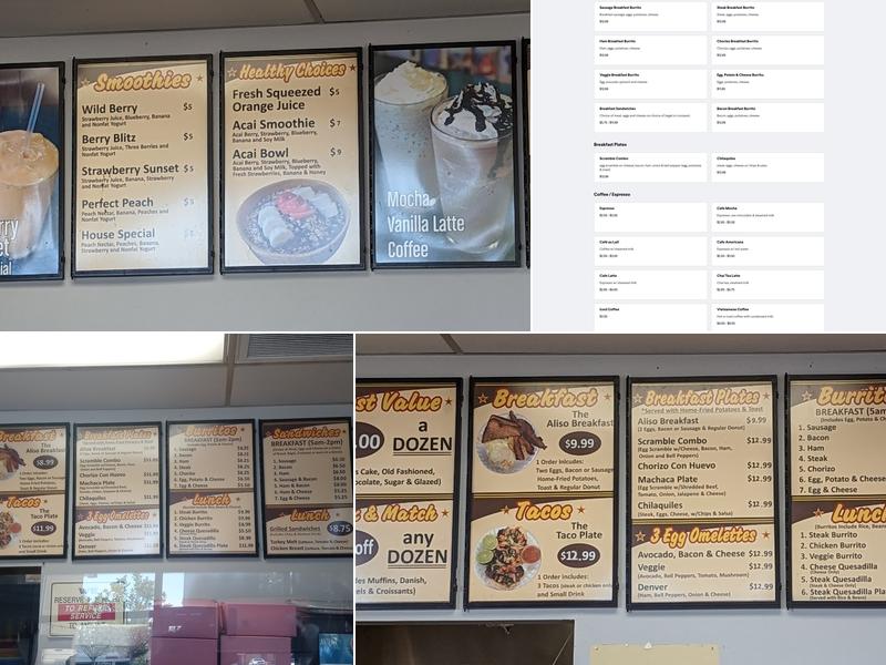 Aliso Coffee & Donut Menu