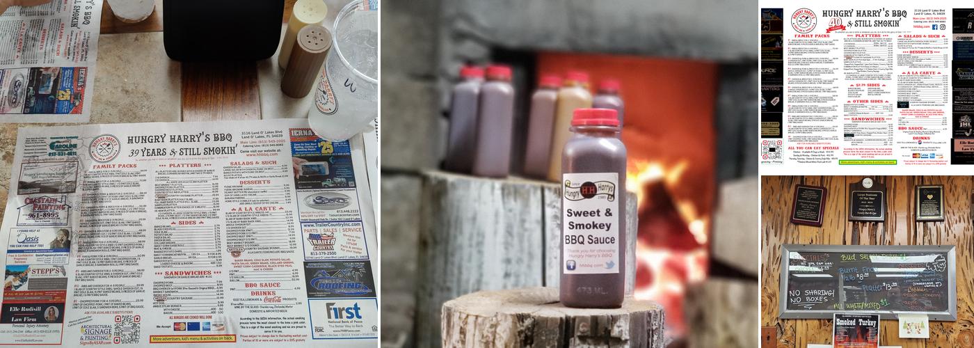 Hungry Harry's Famous Bar-B-Que Menu