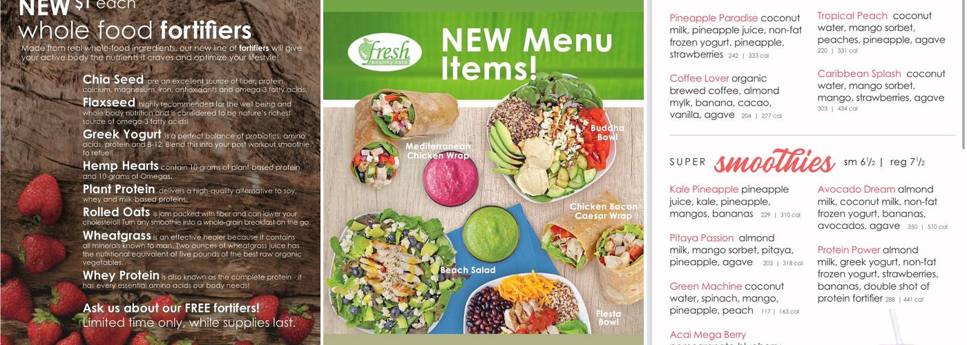 Fresh Healthy Café Menu