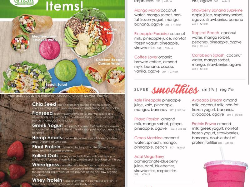 Fresh Healthy Café Menu