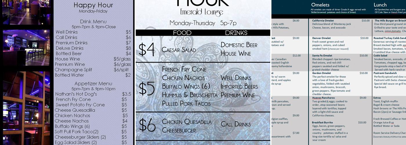 Emerald Lounge Menu