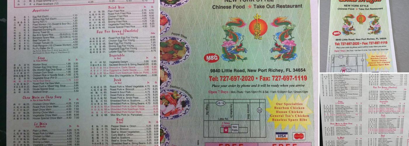 China Dragon Menu