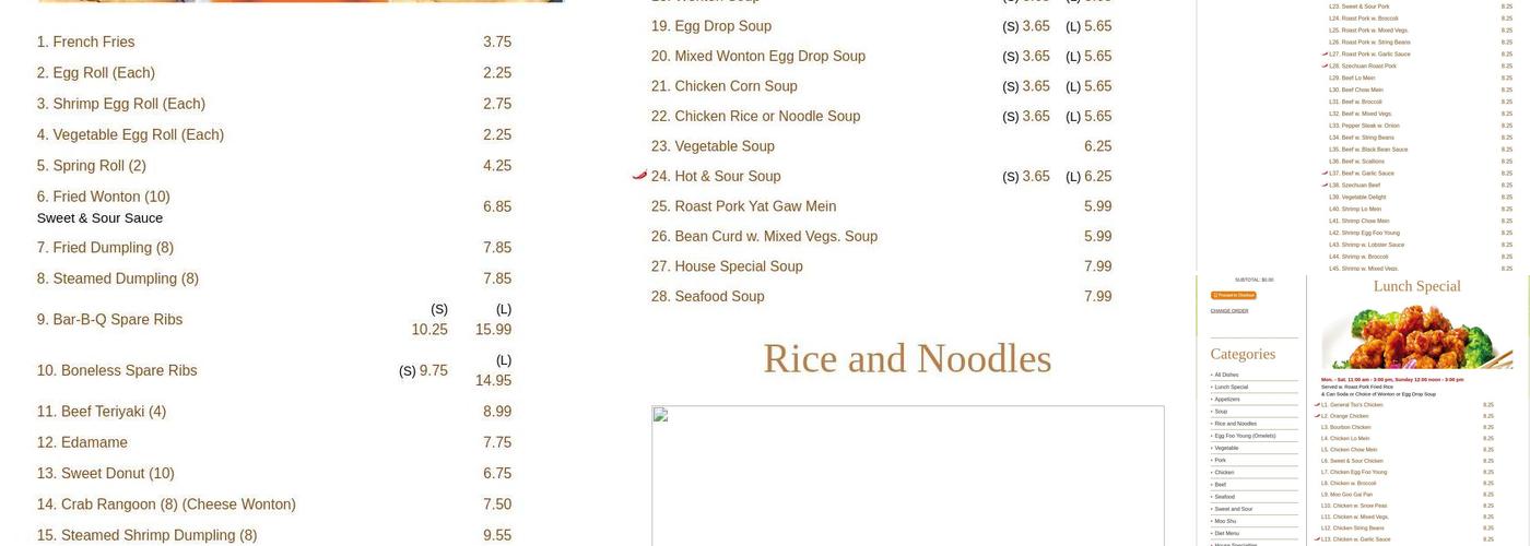Super China Menu