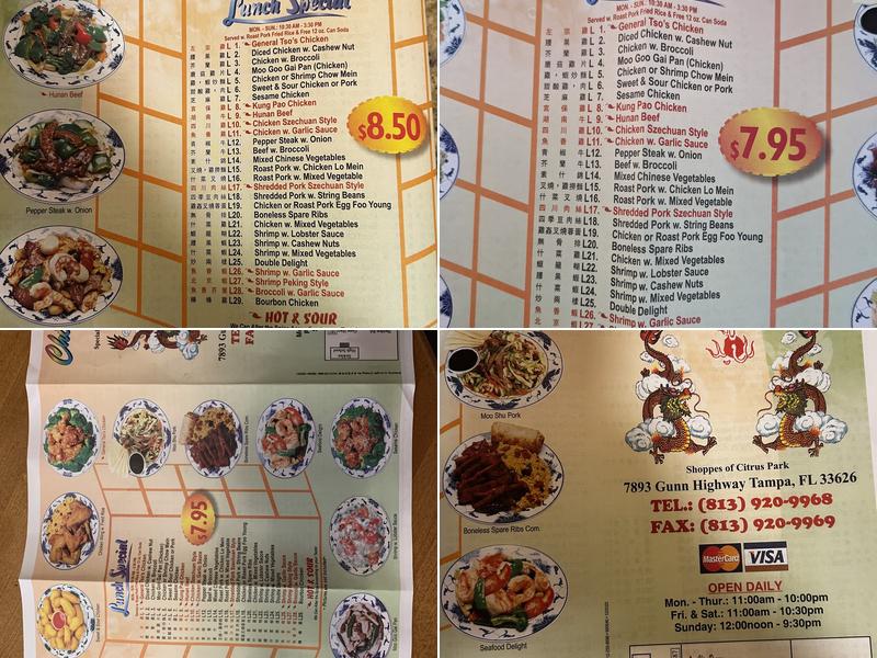 China Dragon Menu