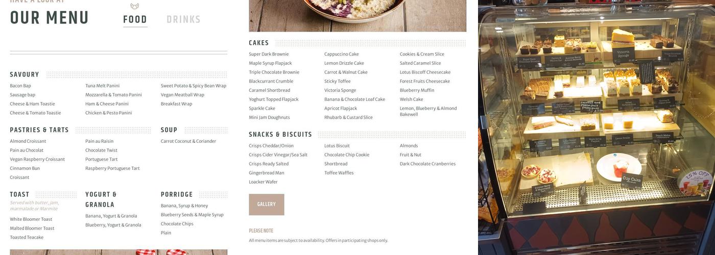 Coffee#1 Totnes Menu