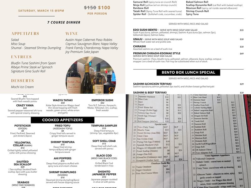 Yama Sushi & Grill Menu