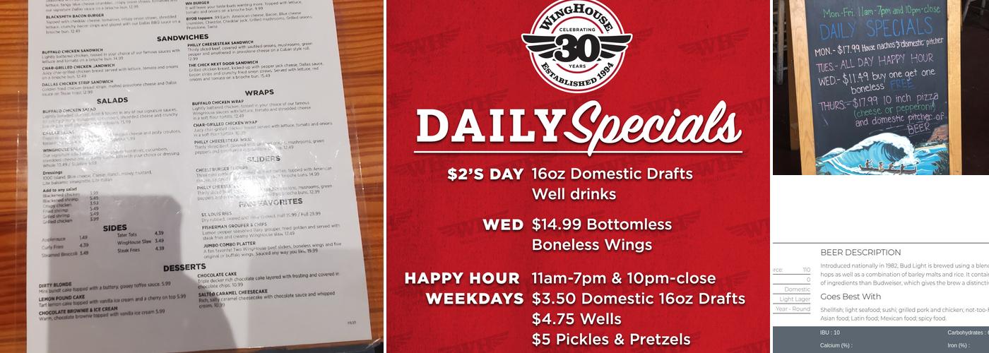 WingHouse Bar & Grill Menu