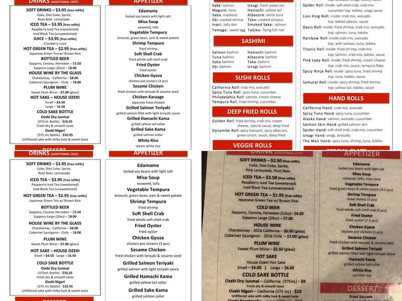 Fuji Sushi Buffet Menu
