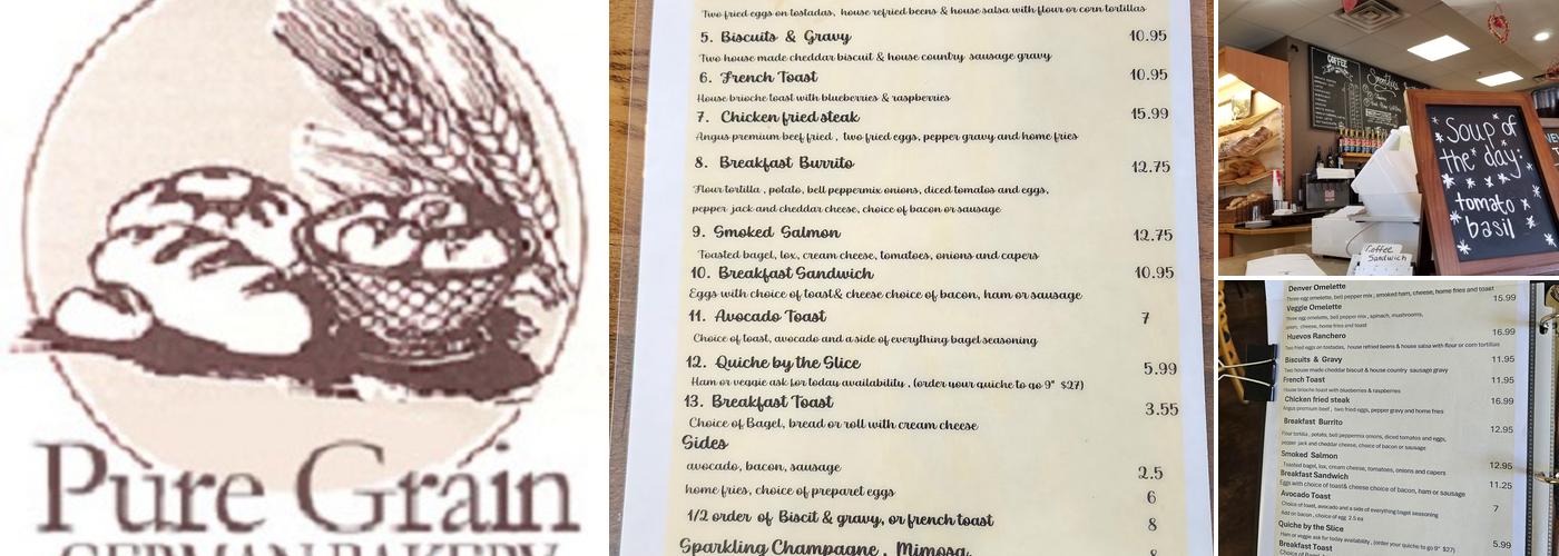 Pure Grain Café Menu