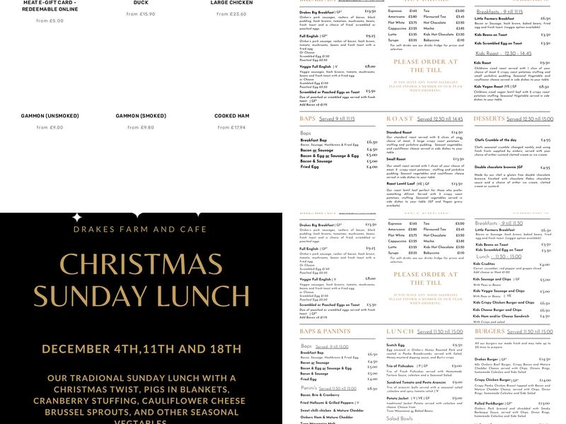 Drakes Farm & Cafe Menu