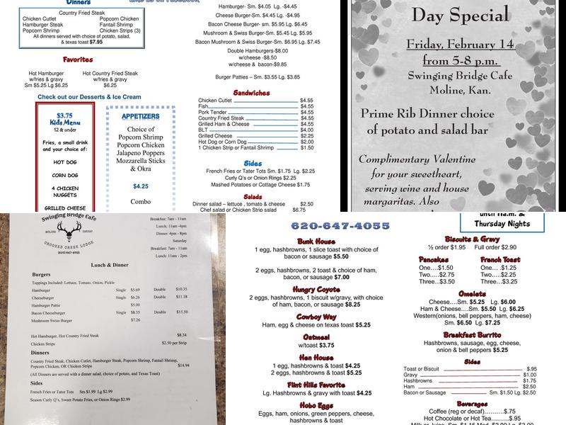 Swinging Bridge Cafe Menu