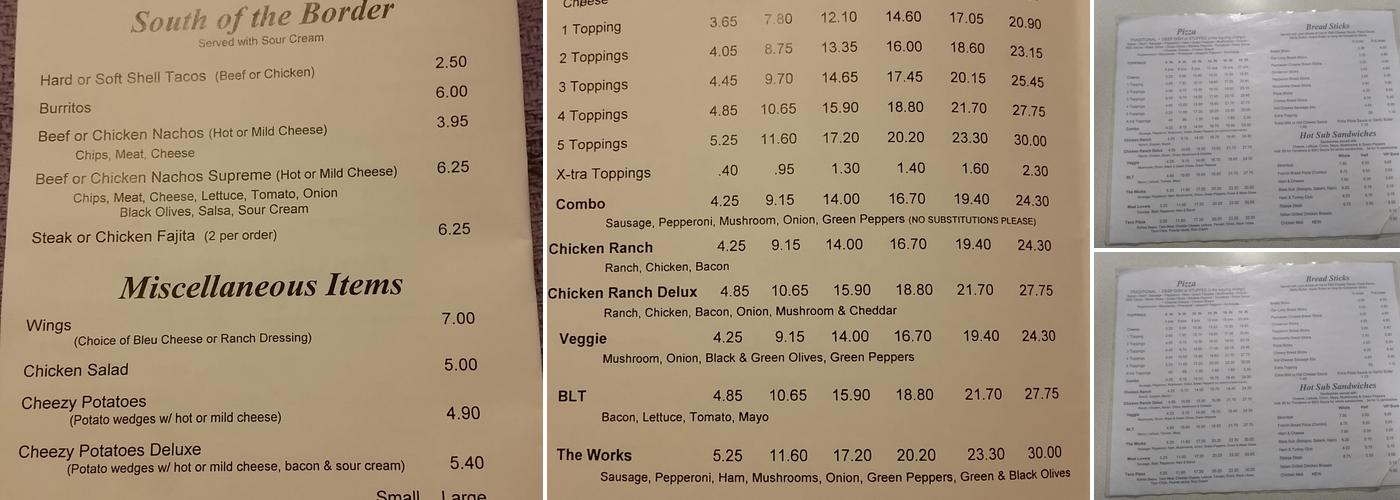 Faytastic Pizza Menu