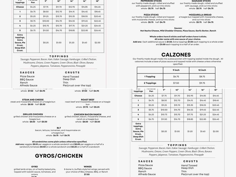 Pizza Junction Menu