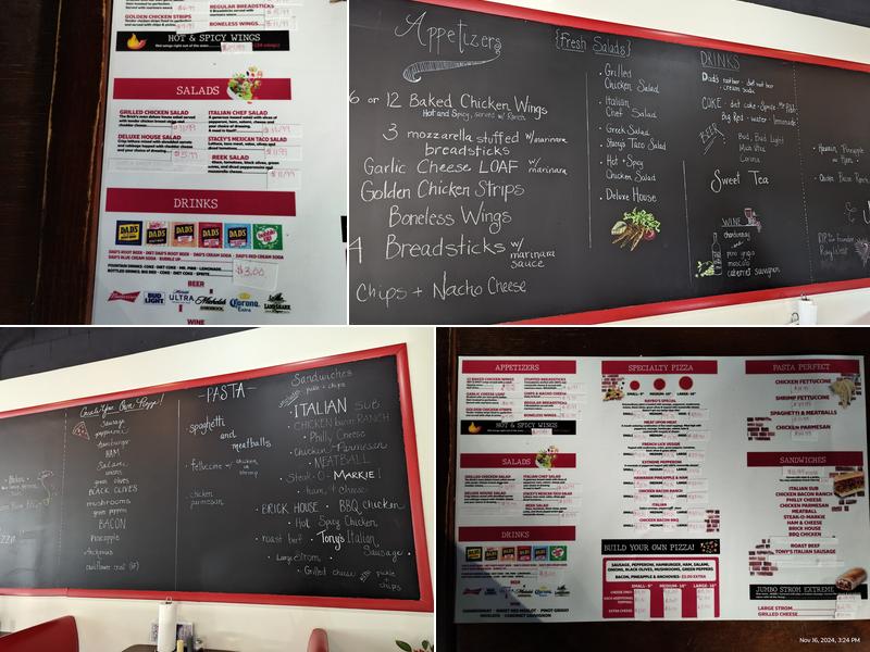 Just Off The Brick Pizza Menu