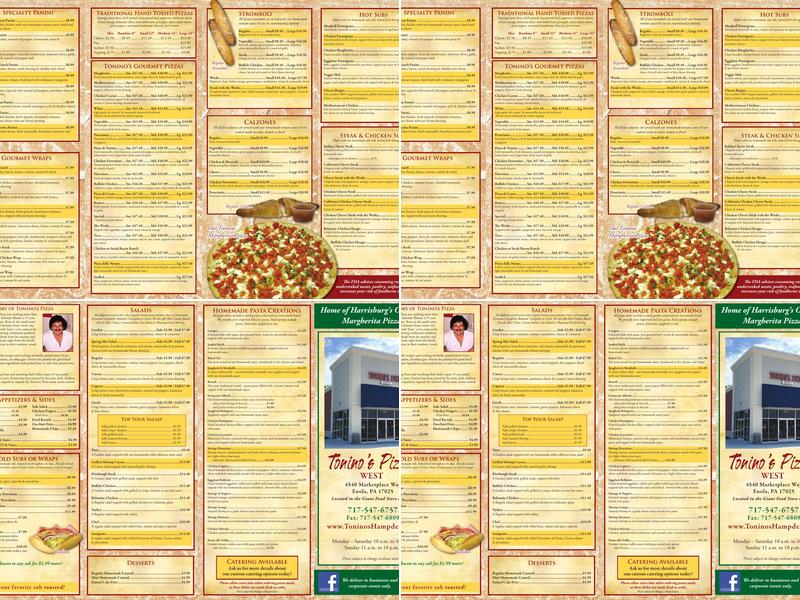 Tonino's Pizza West Menu