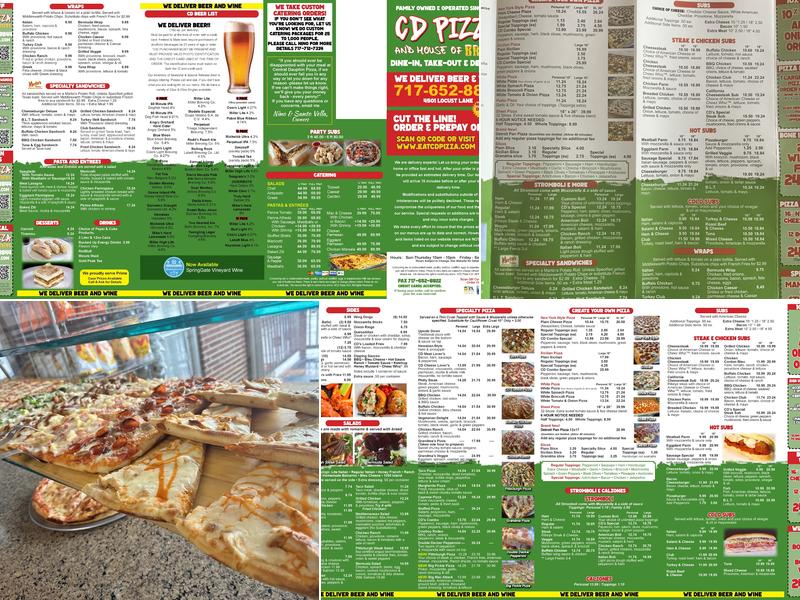 Central Dauphin Pizza Shop Menu