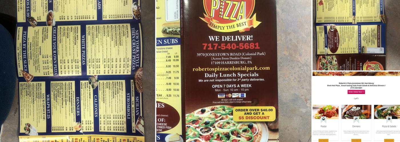 Roberto's Pizza Jonestown Rd Menu