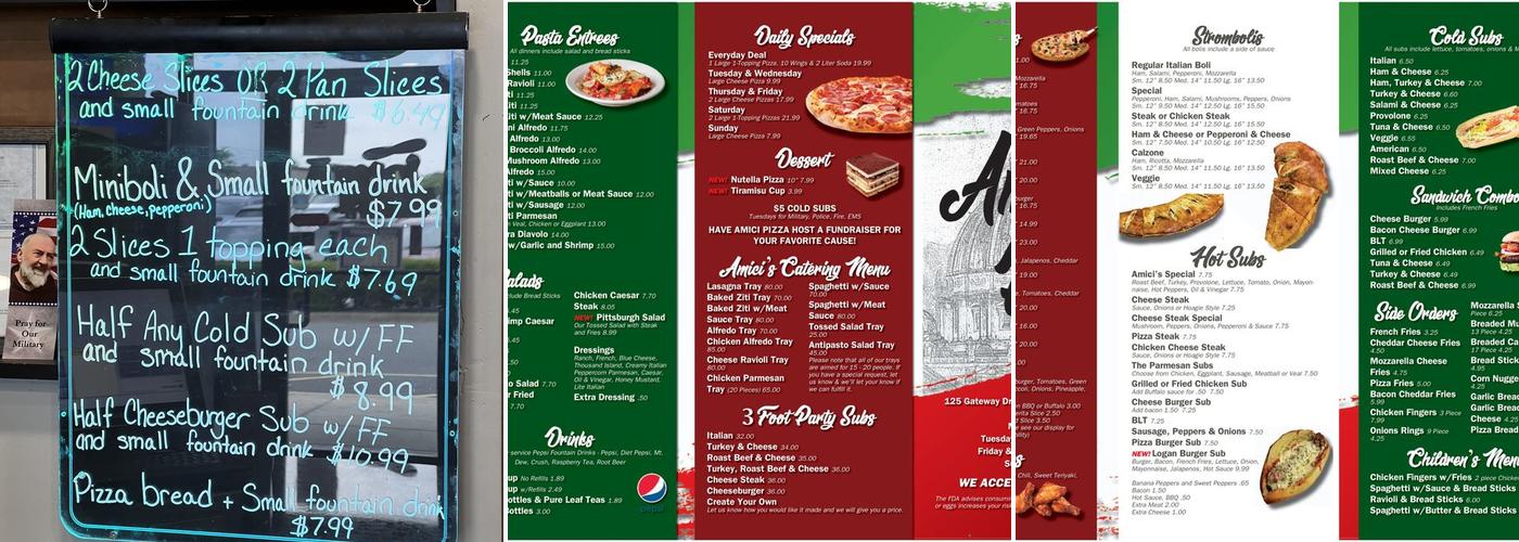 Amici Pizza Menu
