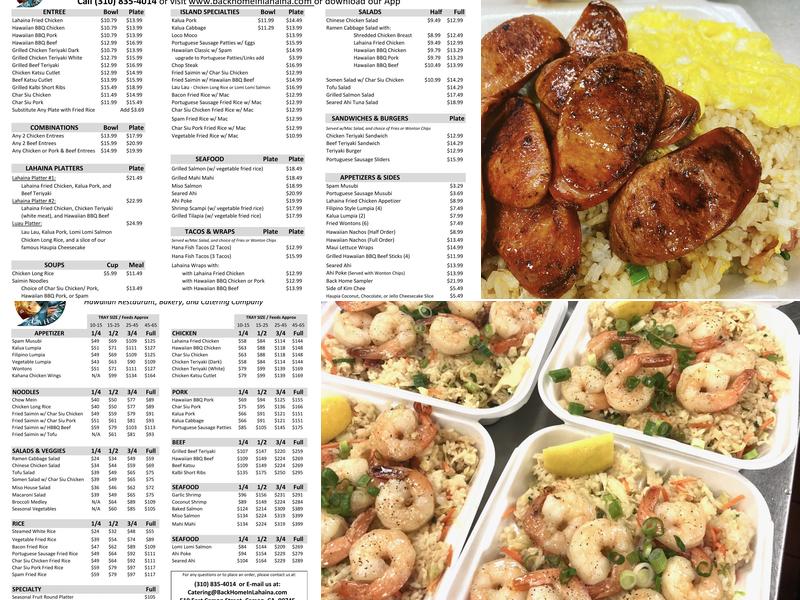 Back Home In Lahaina Menu