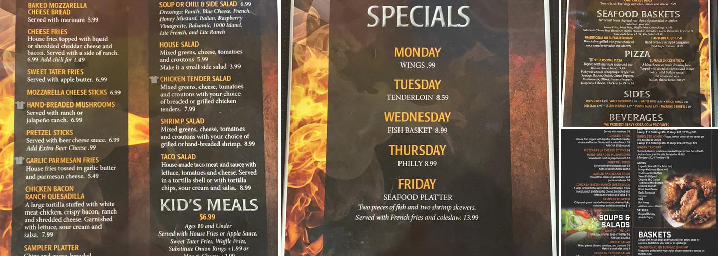 Legendz Sports Bar and Grill Menu