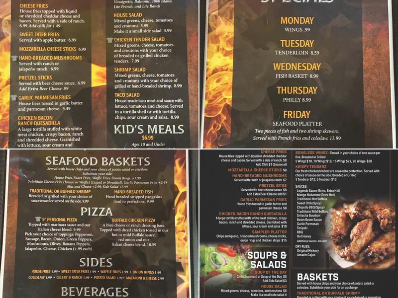 Legendz Sports Bar and Grill Menu